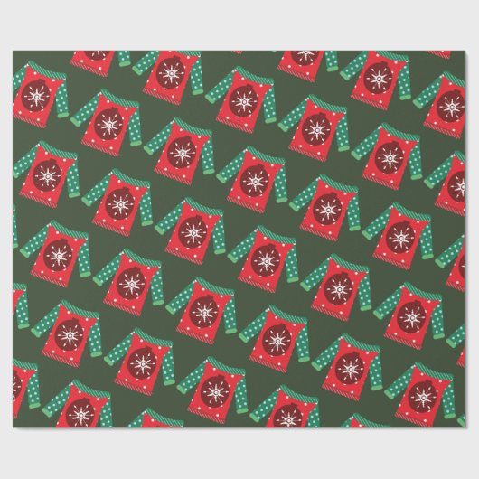 Slank kerstpapier, zgn. Sweater Wrapping Paper Cadeaupapier (Vlak)