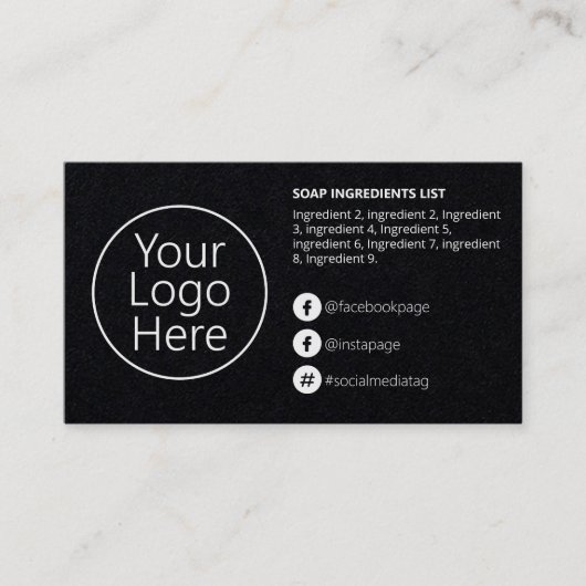 Slank Logo voor zwarte ingrediënten Visitekaartje (Voorkant)