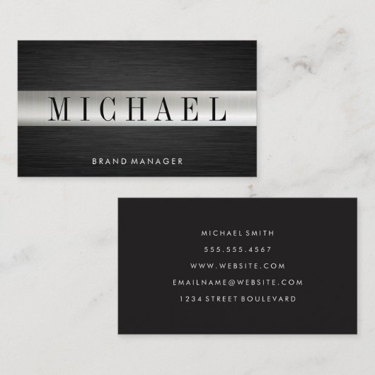 Slank metaal | Donkere metalen textuur Visitekaartje (Voorkant / Achterkant)