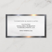 Slank metalen kader | Witte Abstracte achtergrond Visitekaartje (Achterkant)