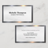 Slank metalen kader | Witte Abstracte achtergrond Visitekaartje (Voorkant / Achterkant)