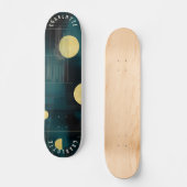 Slank minimalistisch Blauwgroen en gouden skateboa Persoonlijk Skateboard (Voorkant)