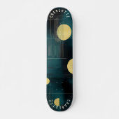 Slank minimalistisch Blauwgroen en gouden skateboa Persoonlijk Skateboard (Voorkant)