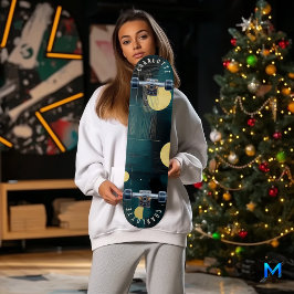 Slank minimalistisch Blauwgroen en gouden skateboa Persoonlijk Skateboard