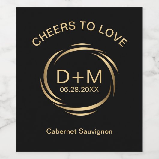 Slank modern Brass Swish Lijst Wedding Wijn Etiket (Enkel label)