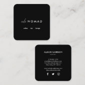 Slank Modern Designer Cafe Boutique Black Vierkante Visitekaartje (Voorkant / Achterkant)