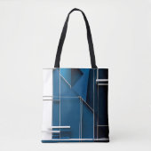 Slank modern geometrisch wit blauw ontwerp tote bag (Voorkant)