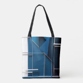 Slank modern geometrisch wit blauw ontwerp tote bag (Achterkant)