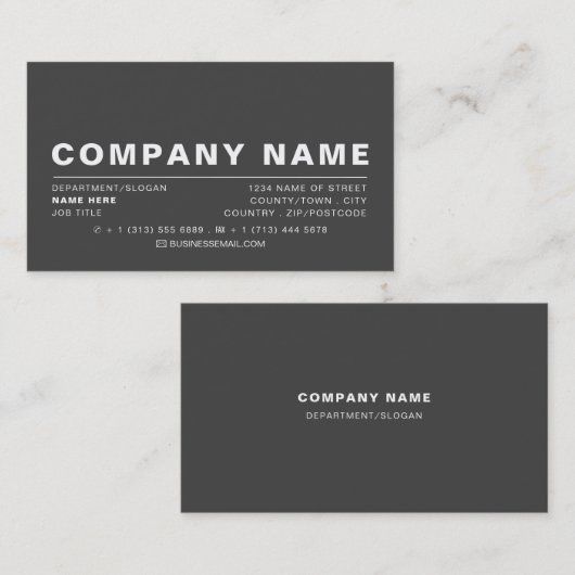 Slank modern - grijs en wit - visitekaartje (Voorkant / Achterkant)