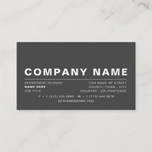 Slank modern - grijs en wit - visitekaartje (Voorkant)