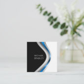 Slank modern professioneel metaalcurvepatroon vierkante visitekaartje (Staand voorkant)