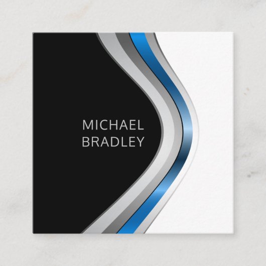 Slank modern professioneel metaalcurvepatroon vierkante visitekaartje (Voorkant)
