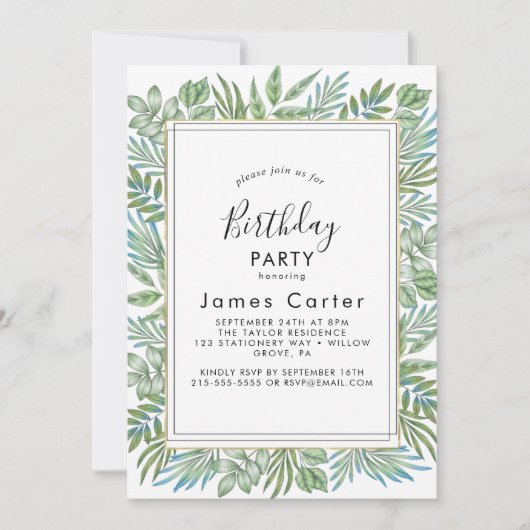 Slank Modern Script Verjaardagsfeestje Uitnodiging (Voorkant)