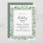 Slank Modern Script Verjaardagsfeestje Uitnodiging (Voorkant / Achterkant)