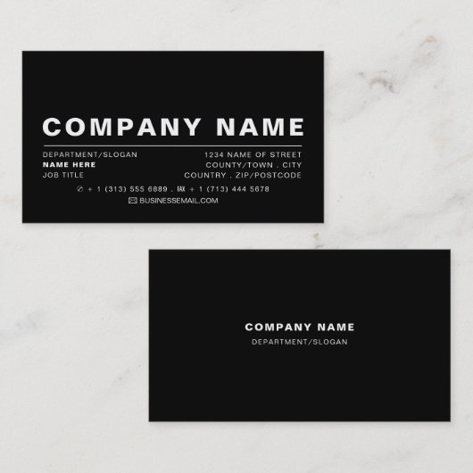 Slank modern - zwart-wit - - visitekaartje (Voorkant / Achterkant)