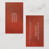 Slank Monogram | Achtergrond rood leder Visitekaartje (Voorkant / Achterkant)