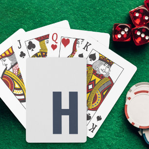 Slank Monogram Initiaal Minimalist Silver Grey Bla Pokerkaarten