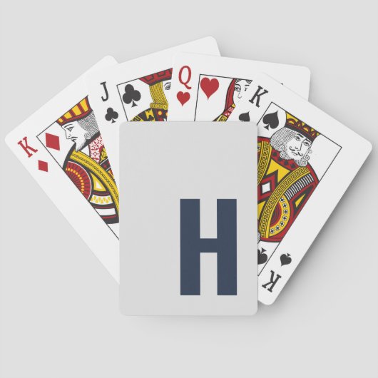 Slank Monogram Initiaal Minimalist Silver Grey Bla Pokerkaarten (Achterkant)