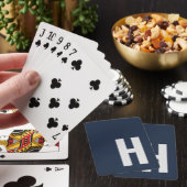 Slank Monogram Initiaal Minimalistisch Blauw en Gr Pokerkaarten (Insitu)