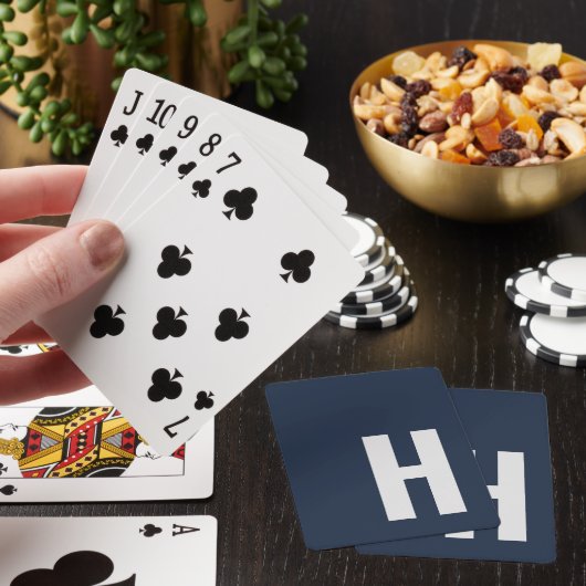 Slank Monogram Initiaal Minimalistisch Blauw en Gr Pokerkaarten (Insitu)