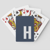 Slank Monogram Initiaal Minimalistisch Blauw en Gr Pokerkaarten (Achterkant)