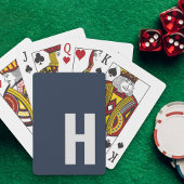 Slank Monogram Initiaal Minimalistisch Blauw en Gr Pokerkaarten