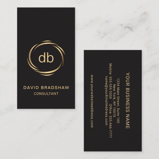 Slank monogram Professional Executive Visitekaartje (Voorkant / Achterkant)