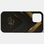 Slank Monogrammen Black en Gold Chevron Case-Mate iPhone Case (Achterkant (horizontaal))