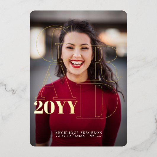 Slank n Chic Afstuderen Folie Uitnodiging (Voorkant)