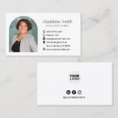 Slank Real Estate Agent Modern White Minimalist Visitekaartje (Voorkant / Achterkant)