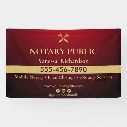 Slank Red & Gold Notary Zakelijk Marketing Event Spandoek (Horizontaal)