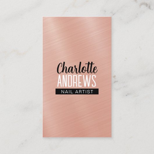 Slank Roos Goud Metallic Nail Art Nail Technician Visitekaartje (Achterkant)