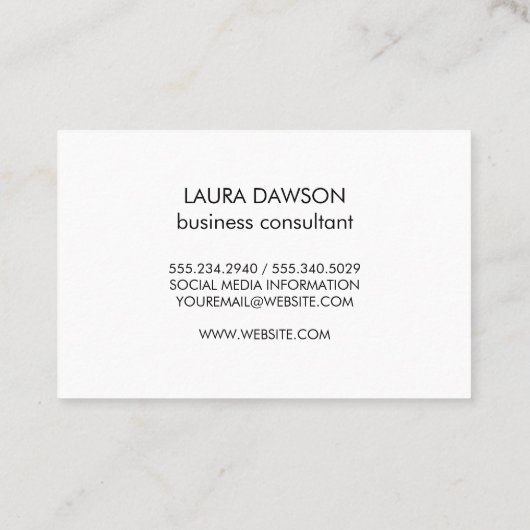 Slank roze monogram en strepen visitekaartje (Achterkant)