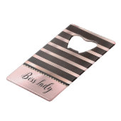 Slank roze staffelaar creditkaart flessenopener (Voorkant Gekanteld)