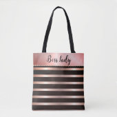 Slank roze Tas met strips (Voorkant)