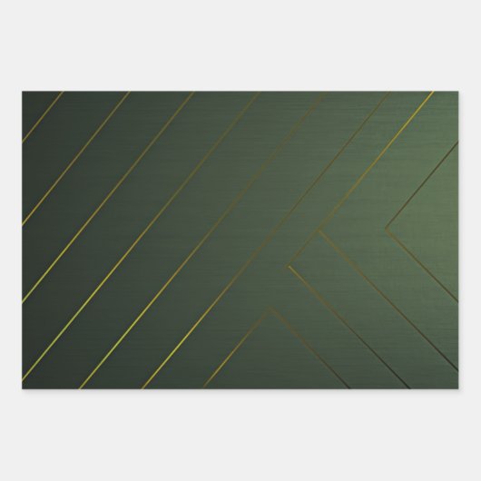 Slank Sage Green en Gold Inpakpapier Vel (Voorkant)