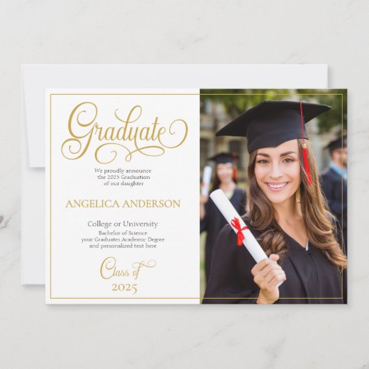 Slank Script Photo College University Afstuderen Aankondiging (Voorkant)