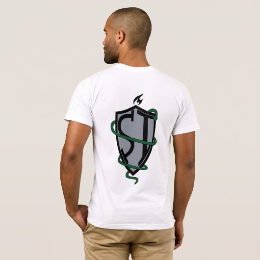"Slank Serpent Shield T-shirt ontwerp" (Achterkant volledig)