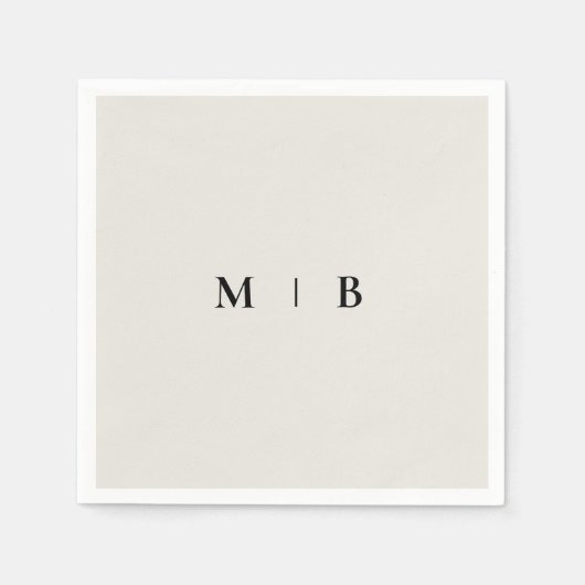 Slank Simple Beige Monogram Napkins Servet (Voorkant)