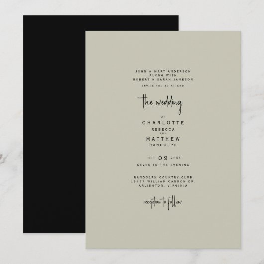 Slank & Simple Tan & Black Weddenschap Kaart (Voorkant / Achterkant)