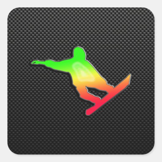 Slank snowboarden vierkante sticker (Voorkant)