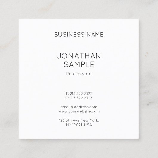 Slank, stijlvol vierkant design, modern design, lu vierkante visitekaartje (Achterkant)