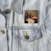 Slank stilleven (olie op het paneel) vierkante button 5,1 cm (In situ)