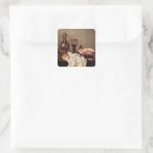 Slank stilleven (olie op het paneel) vierkante sticker (Tas)