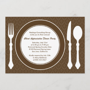Slank tabletop Corporate Party Invitation - Brown Kaart
