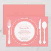 Slank tafelblad Weduwen Shower Invitation Salmon Kaart (Voorkant / Achterkant)