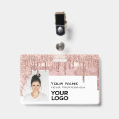 Slank Trendy Glam Employee Photo Code Naam Logo Badge (Voorzijde met clip)