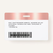 Slank Trendy Glam Employee Photo Code Naam Logo Badge (Achterkant)