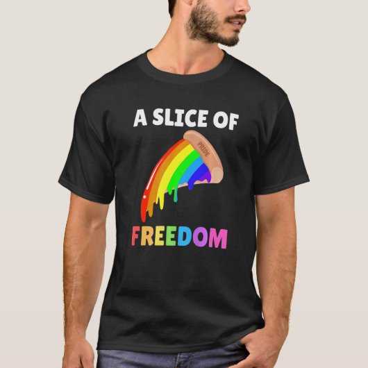 Slank van de vrijheidsbeneming Gay Pride Pizza reg T-shirt (Voorkant)