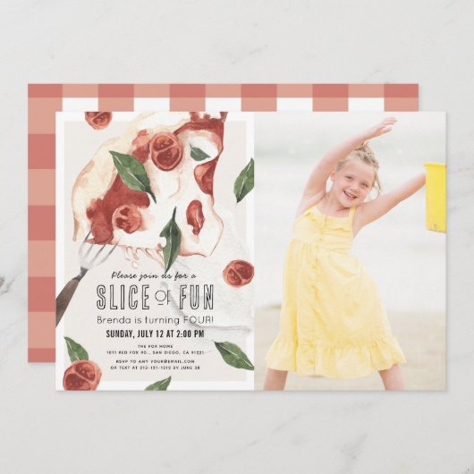 Slank van Fun Margherita Pizza Kinderen Birthday F Kaart (Voorkant / Achterkant)